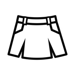Simple hand drawn outline icon of a denim skirt with belt loops and pockets