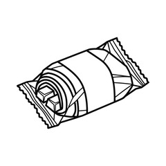 Hand drawn illustration of a rolled up snack bar in its wrapper