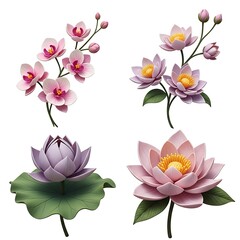 Four beautiful and intricate flower designs on a white background artful