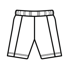 Simple line drawing of athletic shorts with an elastic waistband and stitched hem