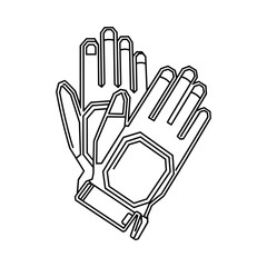 Line art illustration of a pair of protective work gloves for manual labor