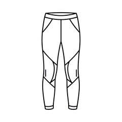 Line drawing illustration of athletic leggings with panel details and pockets