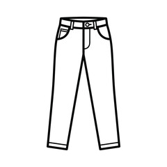Simple black and white line drawing of a pair of classic denim jeans
