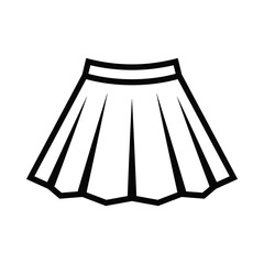 Simple black and white line art illustration of a pleated skirt