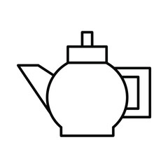 Simple outline drawing of a round teapot with a handle and spout