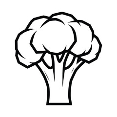Simple line art illustration of a broccoli head with a thick stem