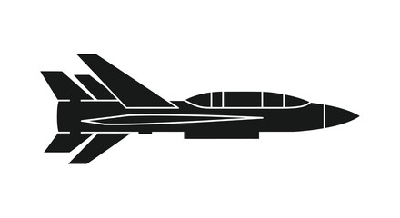 A striking black side view of a modern fighter jet sharply defined silhouette