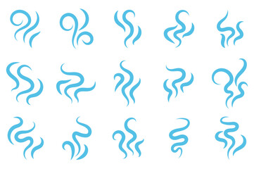 Smoke steam icon set vector. Hit stink, coffee, fragrance flame elements. Smoke smell, steam aroma heat symbol. vector illustration