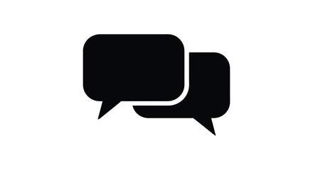 Fototapeta premium Two overlapping black speech bubbles representing communication and dialogue minimal design silhouette