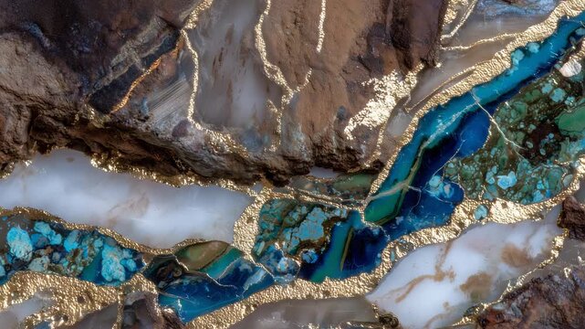 181Macro shot of oxidized copper minerals, vibrant turquoise hues shining against matte white background