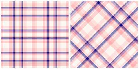 Coordinated Pink and Blue Plaid Patterns for Textile Design