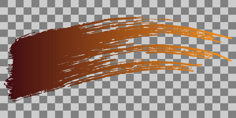 Abstract brush stroke with warm brown and orange gradient on transparent background
