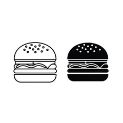 Two burger icons in black and white outline style illustration