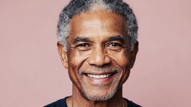 Happy senior man with a beard smiling. Well-dressed portrait, exuding contentment and experience.