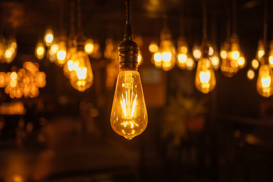 Vintage Edison Light Bulb with Glowing Filament