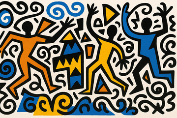 seamless pattern with tribal art