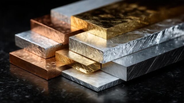 194Macro photograph of assorted polished metal samples