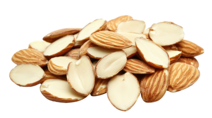 Pile of Almonds isolated on a transparent background
