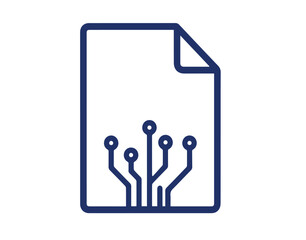 Digital document with embedded circuit board graphic representing technology and data