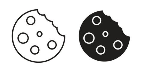 Cookie icon symbol. Classic flat and linr style