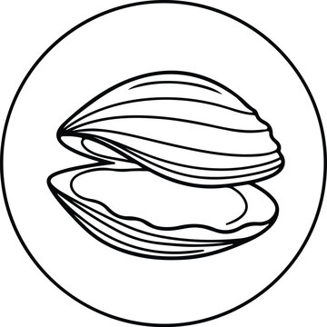 open clam shell outline in circle clip art preview