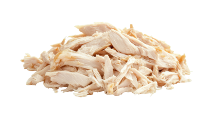 Shredded Chicken Breast Pile isolated on a transparent background