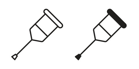 Crutch icon symbol. Classic flat and linr style