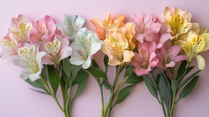 A collection of pastel alstroemerias arranged in a natural bouquet