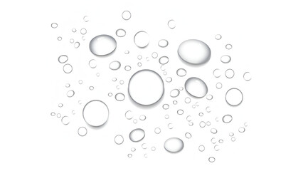 Realistic transparent water drops on isolated background liquid water drop top view condensation effect fresh cool wet spray bubble splash surface top view clean water drop