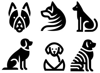 Fototapeta premium A set of minimalist dog icons and logos.