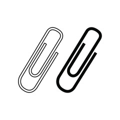 Paperclip outline and solid icon design for office supplies and stationery