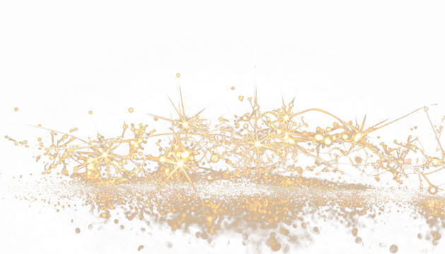 shiny golden glowing sparkles isolated on transparent background, png