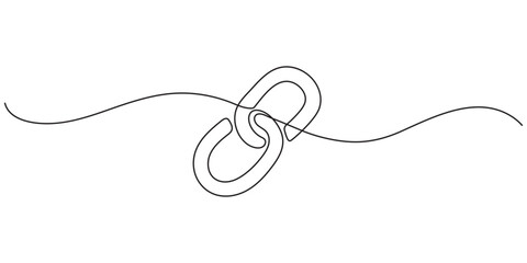 Linear background of chain. Continuous one line drawing of a chain. Chain icon isolated white background. Vector illustration