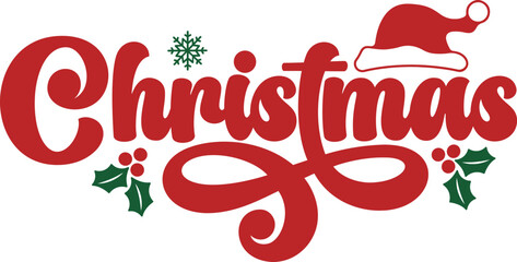 Christmas typography clip art design on plain white transparent isolated background for card, shirt, hoodie, sweatshirt, apparel, card, tag, mug, icon, poster or badge