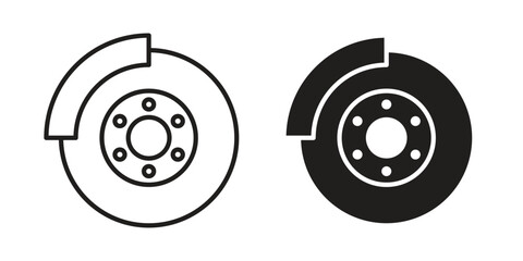 Disk brake icon symbol. Classic flat and linr style