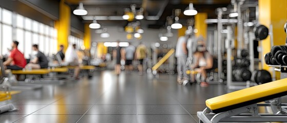 Modern gym interior with fitness equipment and active environment for workouts and fitness enthusiasts, ideal for branding opportunities