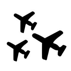 Hand-drawn airplane icons simple black silhouette vector illustration isolated on white background