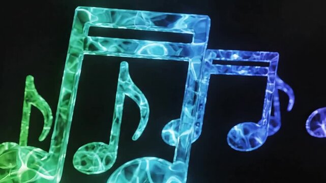 Vibrant musical notes shimmer and dance, perfect for concert promos, music education, or creative sound design exploration