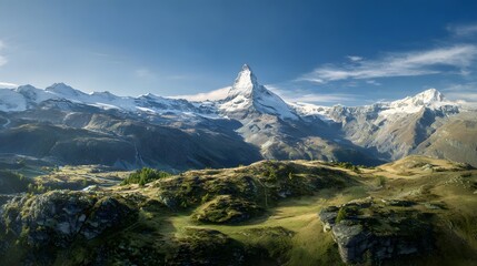 Majestic Matterhorn Alps Serene Landscape Panoramic View Travel Nature Photography Stock Image