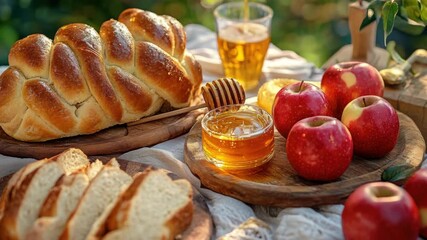 A delightful assortment of bread and apples, fresh and inviting, perfect for a snack or light meal.