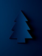 Blue origami abstract Christmas tree symbol vector design for holiday greeting card