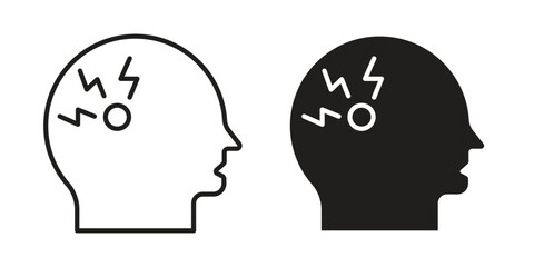 Headache icon icon symbol. Classic flat and linr style