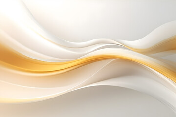 Obraz premium Elegant flowing golden and white abstract wavy background with soft light