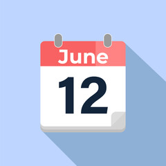 June 12 Vector Calendar
Modern flat color vector calendar with date