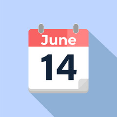 June 14 Vector Calendar
Modern flat color vector calendar with date