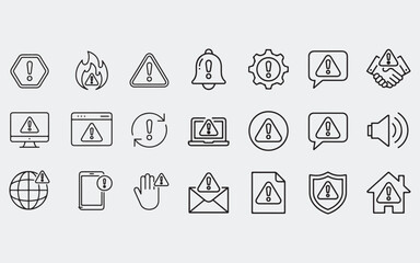 Set of Warning and Alert Icons exclamation mark danger