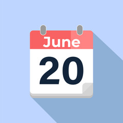 June 20 Vector Calendar
Modern flat color vector calendar with date