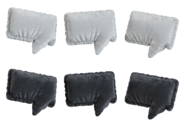 Inflatable abstract 3D padded velvet speech bubble illustration, isolated with transparent background