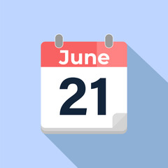 June 21 Vector Calendar
Modern flat color vector calendar with date