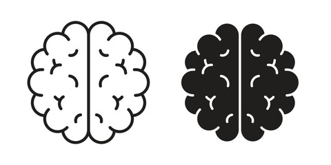 Human brain icon symbol. Classic flat and linr style